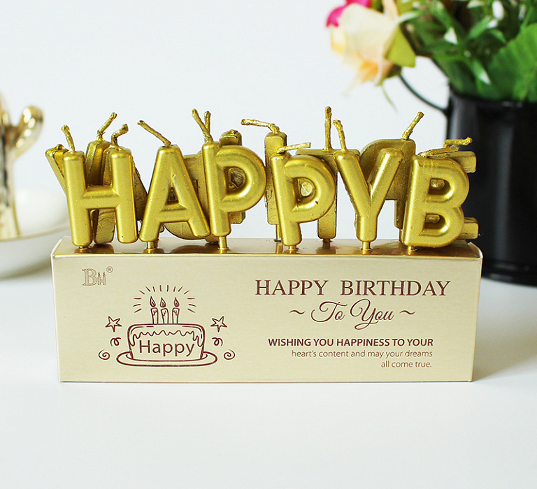 НАБОР СВЕЧЕЙ "HAPPY BIRTHDAY" -ЗОЛОТО НАБОР СВЕЧЕЙ "HAPPY BIRTHDAY" -ЗОЛОТО