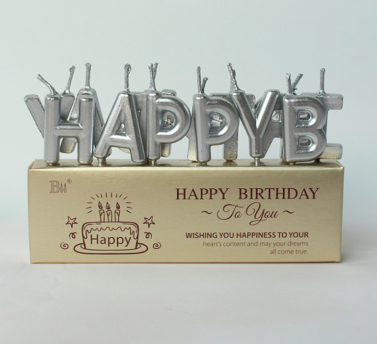 НАБОР СВЕЧЕЙ "HAPPY BIRTHDAY" - СЕРЕБРО НАБОР СВЕЧЕЙ "HAPPY BIRTHDAY" - СЕРЕБРО